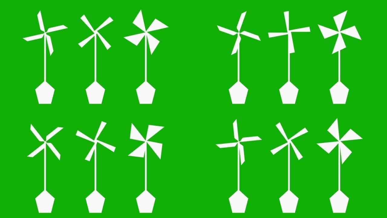 绿屏背景的风力涡轮机运动图形