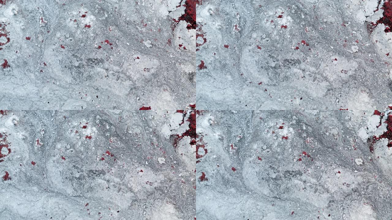 雪霜抽象背景流体流动红色灰色