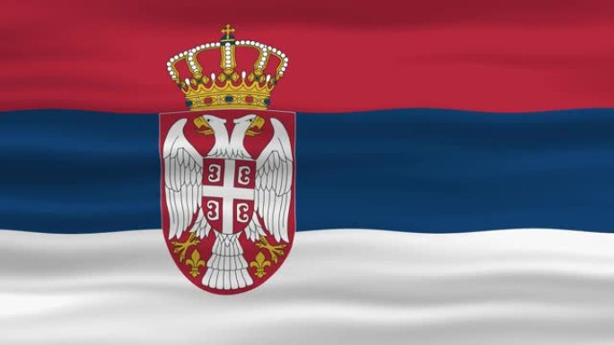无缝循环动画的塞尔维亚国旗，旗帜在风中飘扬，完美的独立日或其他节日的视频