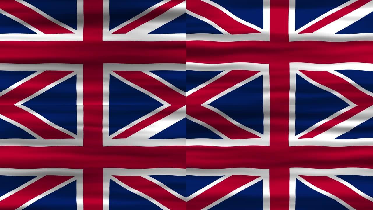 无缝循环动画的英国国旗，旗帜在风中飘扬，完美的独立日或其他节日的视频