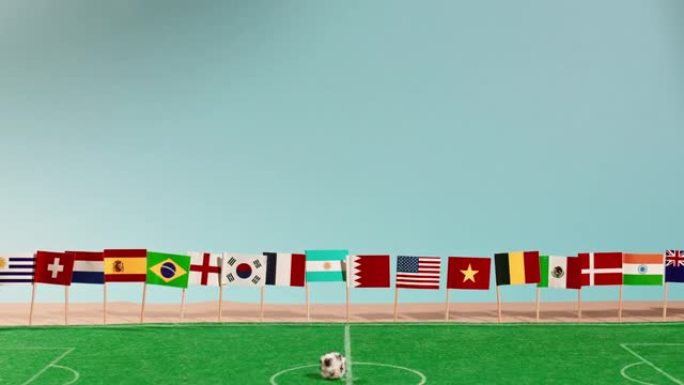 世界足球杯标志在微型球场上