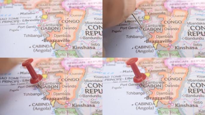 政治地图上加蓬的位置旅游概念宏观特写查看股票视频