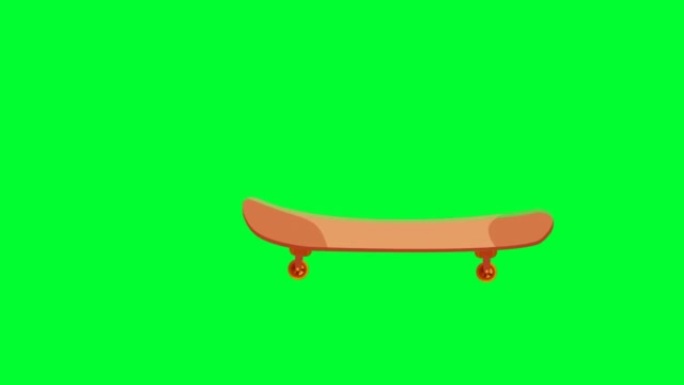 绿色屏幕中的滑板动画。2d卡通滑板视频动画循环。4k动画