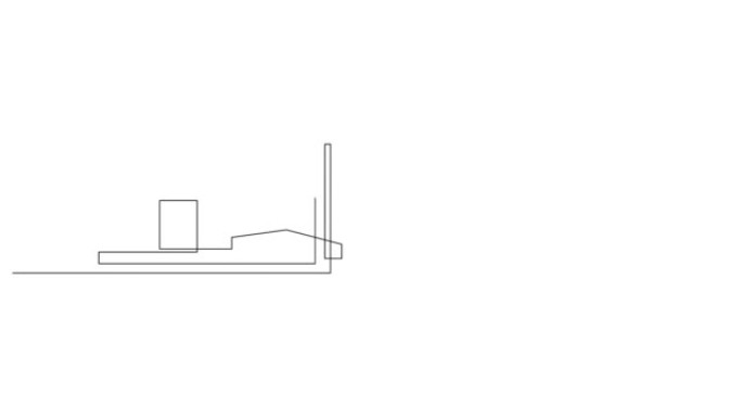 工业厂房连续线条图。电厂自绘动画。