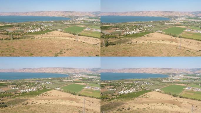 以色列加利利海Alumot农村地区湖泊的鸟瞰图。