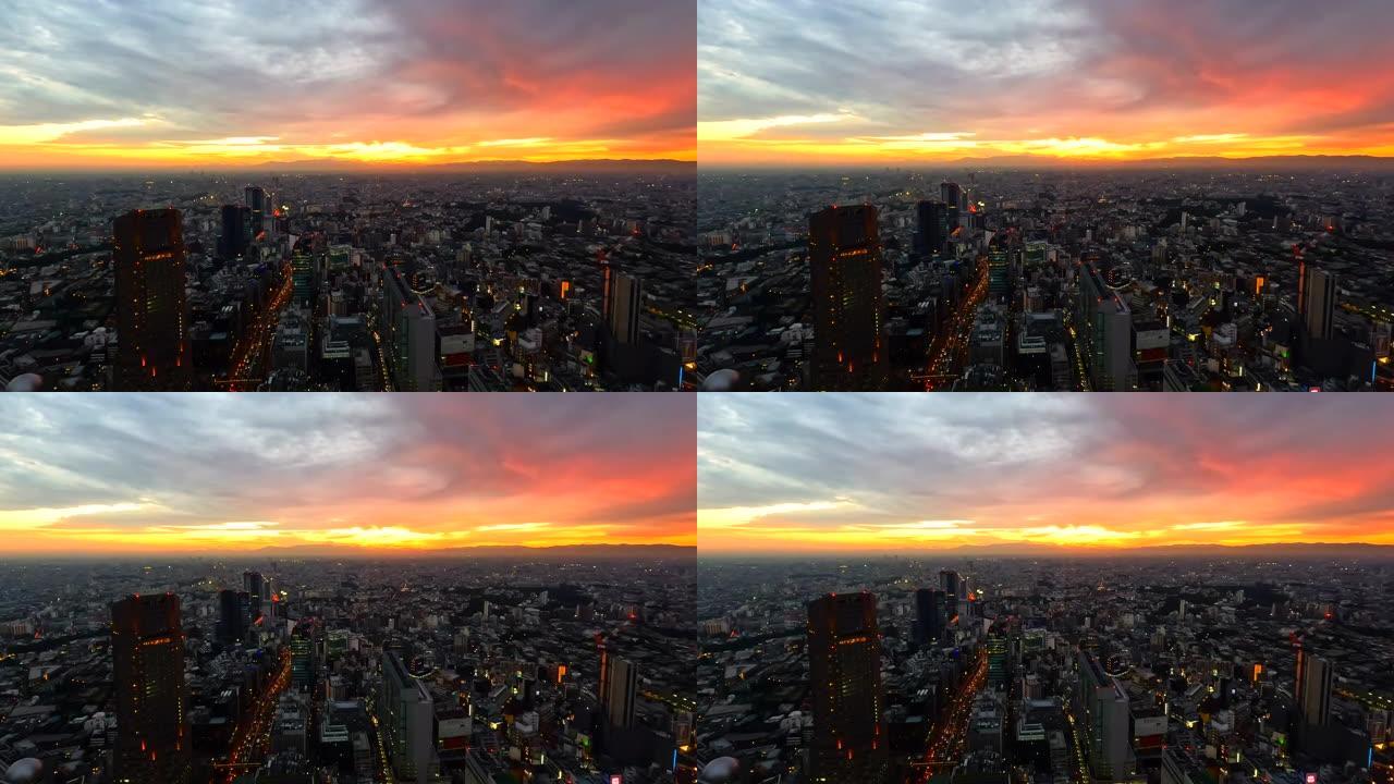 东京日落从涩谷天空