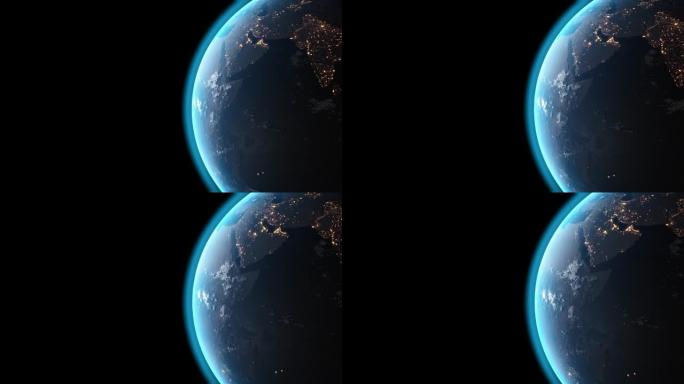 3D Animation of Earth seen from space, Globe spinn