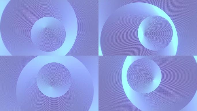 蓝色线在紫色背景上的移动图案，代表圆形的三维几何物体。3d渲染数字无缝循环动画4K UHD