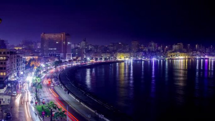 埃及亚历山大晚高峰交通便利埃及夜景
