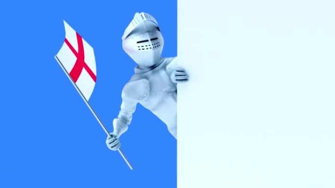 有趣的3D卡通骑士，带有来自英国的旗帜 (包括alpha频道)