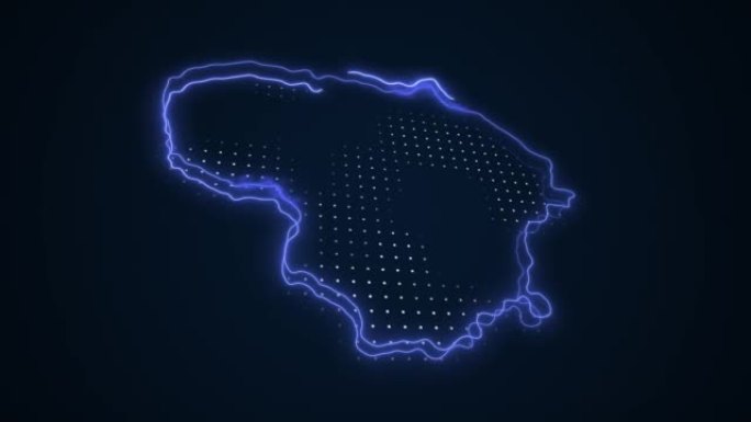 3D霓虹蓝立陶宛地图边界轮廓循环背景