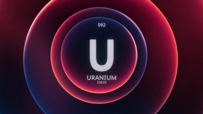 铀元素周期表科学内容标题设计动画抽象红蓝渐变环背景