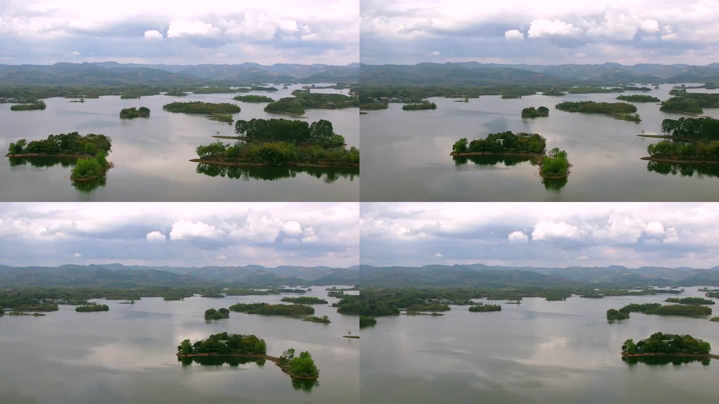 山间湖面空景