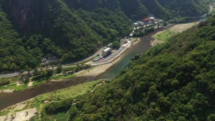 福建杨家河风景区河谷河鸟瞰图