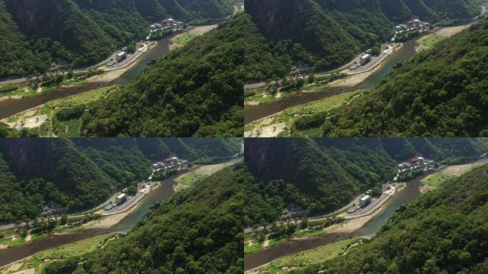 福建杨家河风景区河谷河鸟瞰图