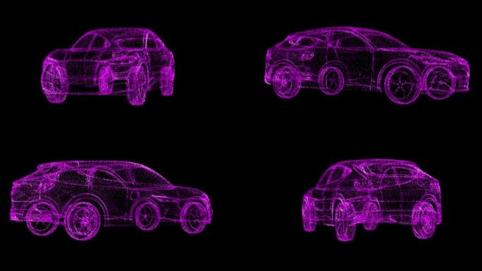 汽车从3d点。汽车圆点3D动画。