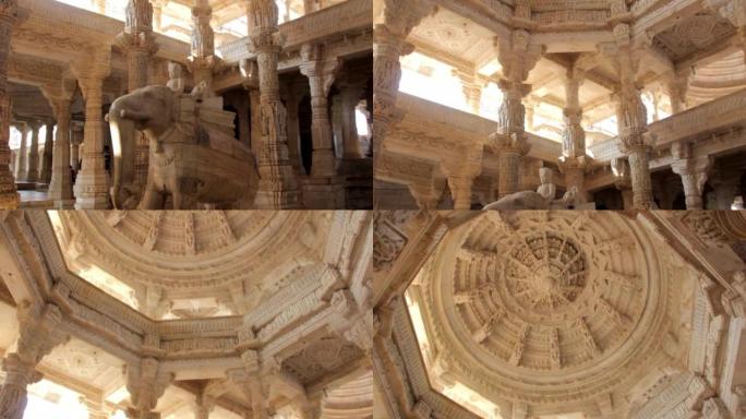 印度。拉纳克布尔神庙。内部内部