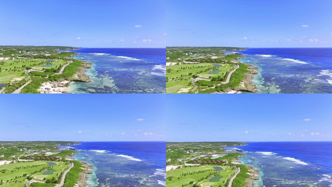 冲绳海滩4k无人机镜头