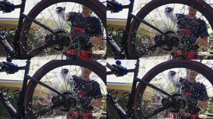 自行车技术员清洁和保养自行车