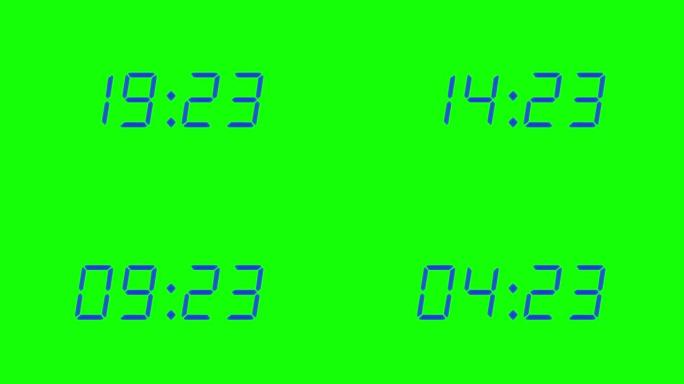25秒数字闹钟倒计时定时器。绿屏显示上的海军数字