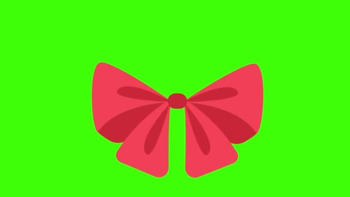 绿色屏幕上弹出粉红色礼物蝴蝶结的婚礼图标