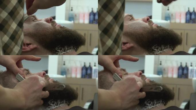 直剃刀塑造客户的发际线和胡须