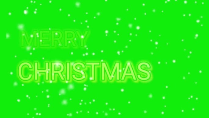 绿色屏幕圣诞快乐刻字渐变颜色动画。黑色背景照亮霓虹灯。适用于圣诞节期间的问候信息、邮寄或商务