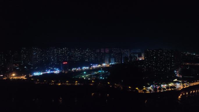 重庆市巴南区鱼洞客渡码头航拍夜景