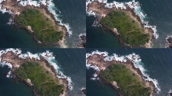 蓝滩岛的鸟瞰图。斯里兰卡海滩的无人机视图