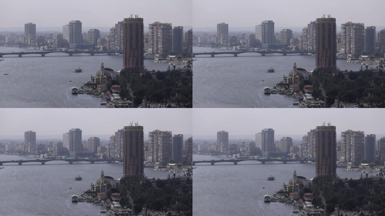 开罗,埃及大江大河港口沿岸高楼大厦