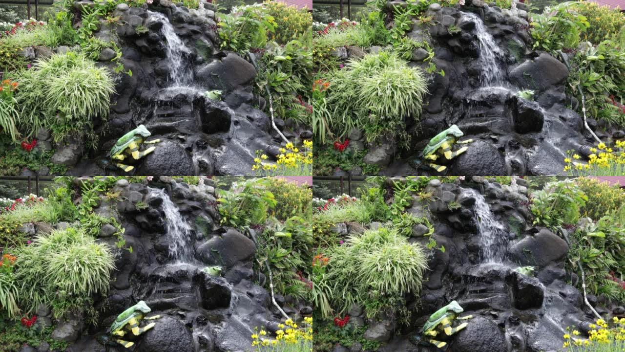 巴拿马，Boquete，花卉博览会上的岩石瀑布
