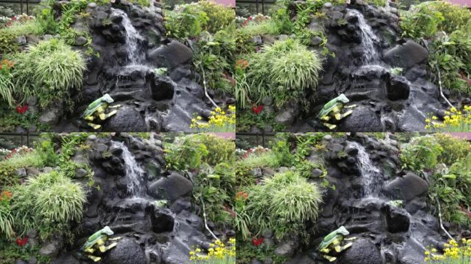 巴拿马，Boquete，花卉博览会上的岩石瀑布