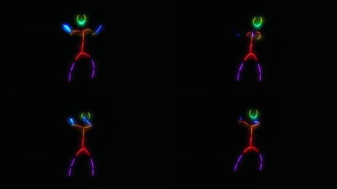 穿着彩色发光棒套装跳舞