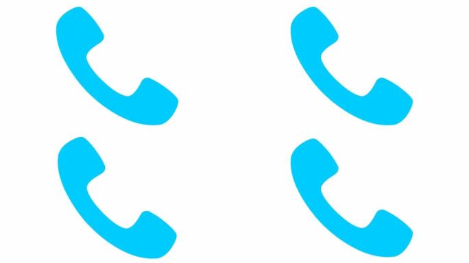 手机的动画蓝色图标。手机的象征。沟通、支持的概念。循环视频。矢量插图孤立在白色背景上。