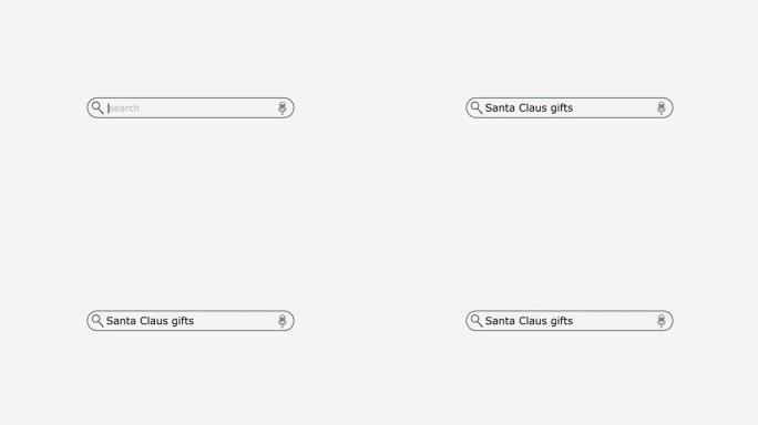 数字屏幕股票视频搜索引擎栏中输入的圣诞老人礼物