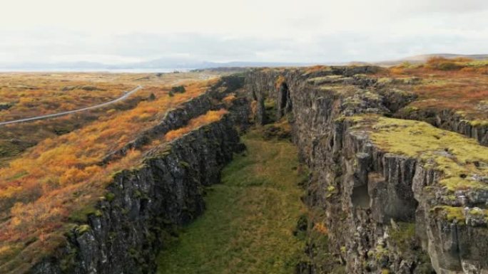 Pingvellir (Thingvellir) 国家公园，冰岛的构造板块鸟瞰图