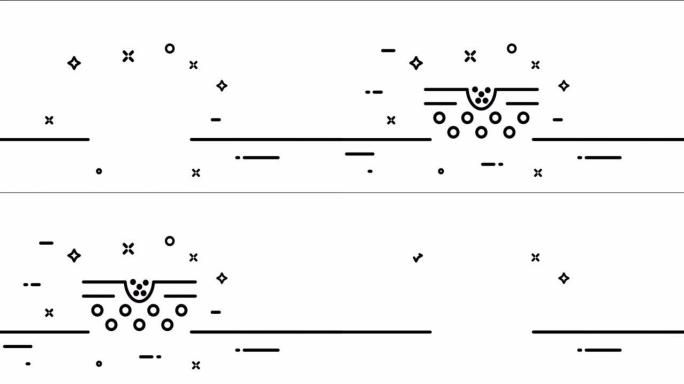 皮肤污染。自我护理，黑头，粉刺，皮脂，清洁毛孔，洁面，卸妆。皮肤病学概念。单线画动画。运动设计。动画