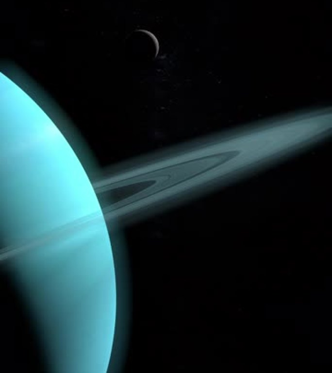 卫星米兰达，天王星V，环绕天王星行星在外太空运行。4k垂直