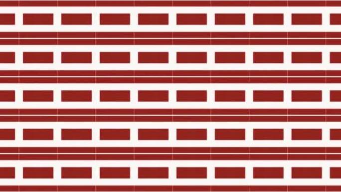 平移现代风格几何瓷砖背景由水平长的红色正方形和双格组成