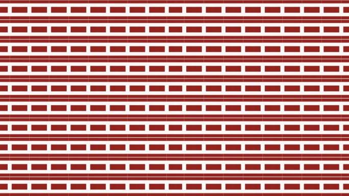 平移现代风格几何瓷砖背景由水平长的红色正方形和双格组成