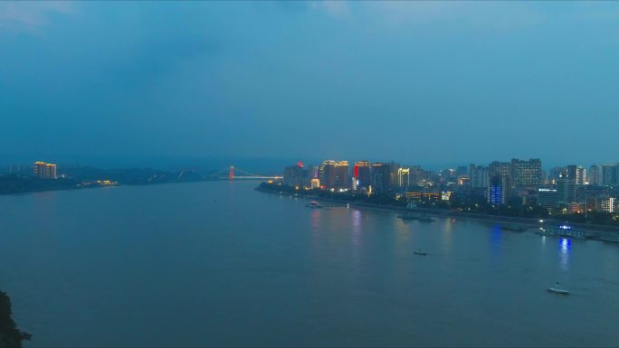 宜昌江边城市夜景