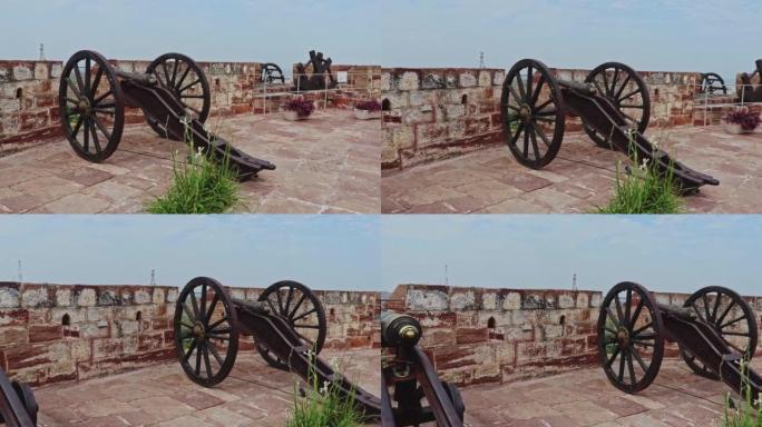 印度焦特布尔的Mehrangarh堡垒及其老式佳能的外部视图