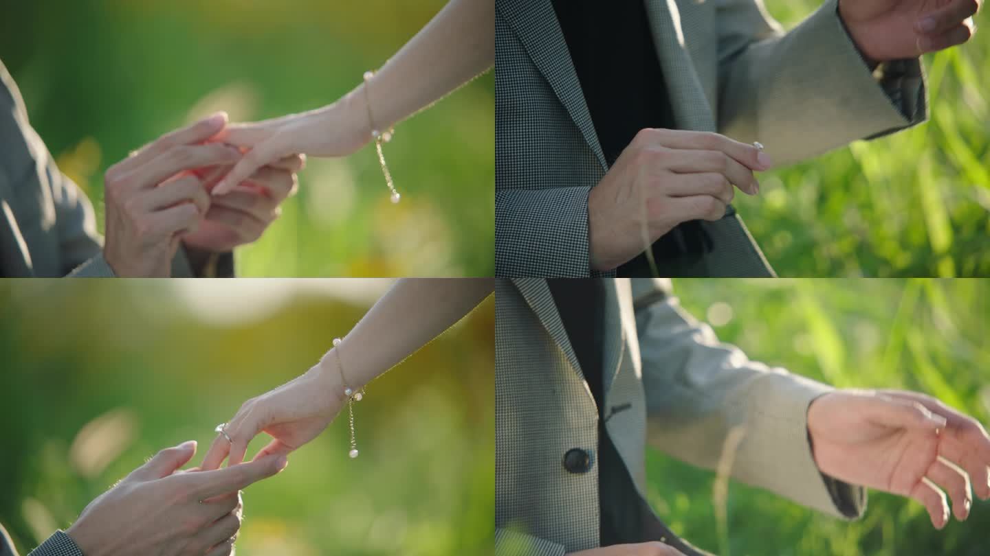 商业广告求婚戴戒指唯美画面室外企业宣传片