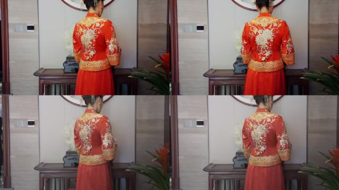 中式秀禾服刺绣喜字结婚