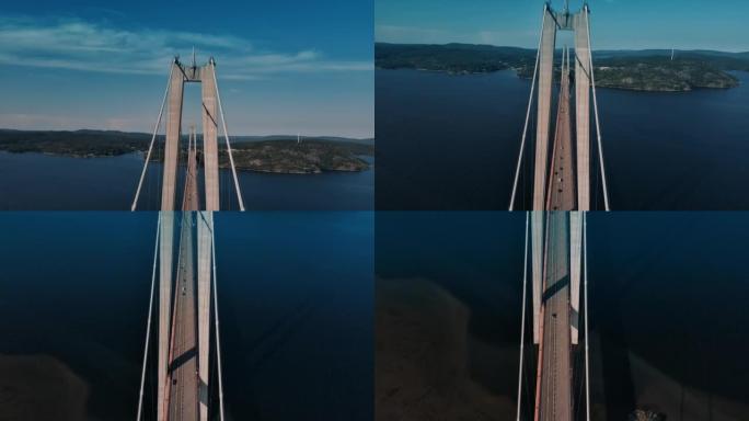 白天在海洋上的一座巨大桥梁的美丽照片