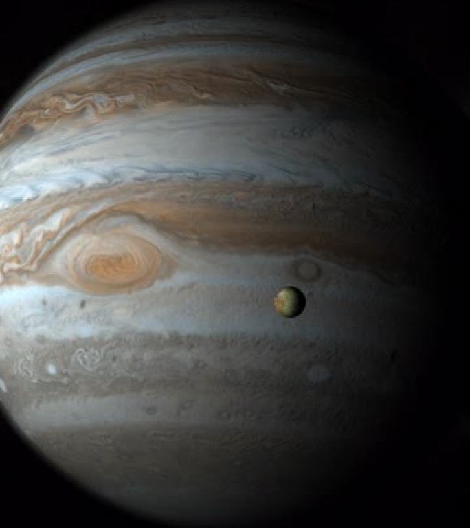 木星行星和卫星木卫一在外层空间旋转。4 k垂直