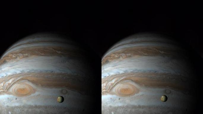 木星行星和卫星木卫一在外层空间旋转。4 k垂直