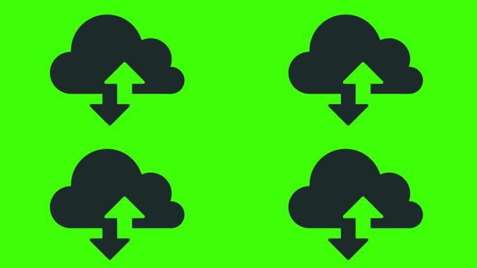 绿色屏幕上云服务图标的动画