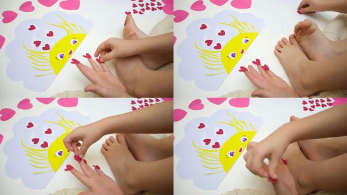 儿童玩胶带纸，小心脏有趣的修脚