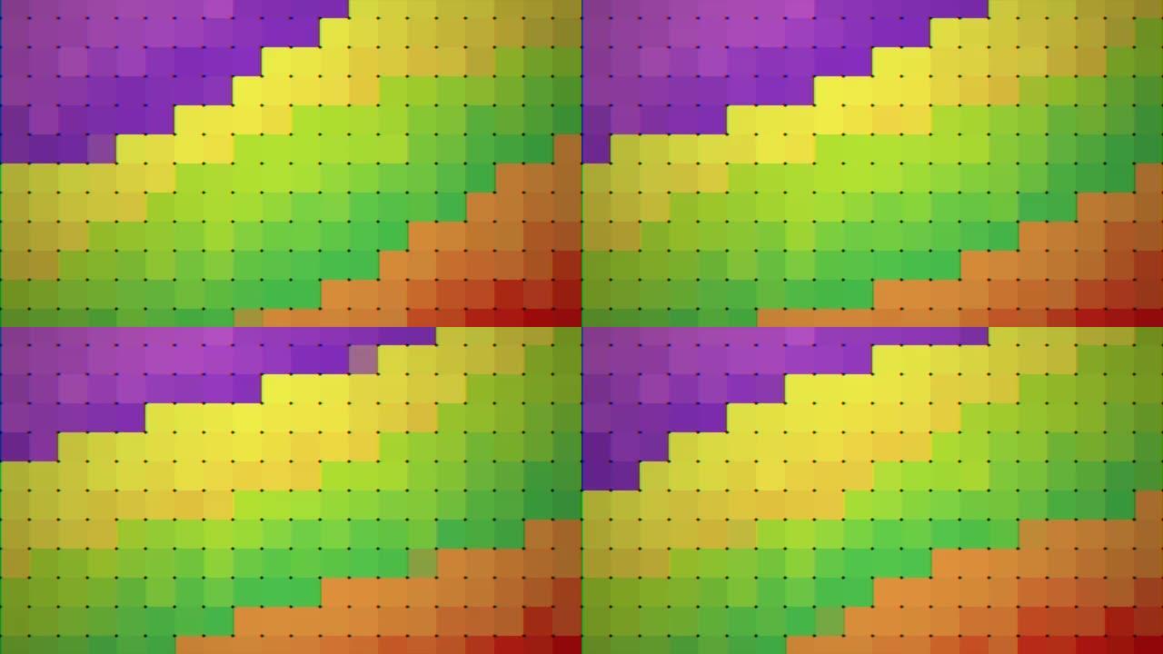 变换几何点缀80年代优雅的彩虹色背景。